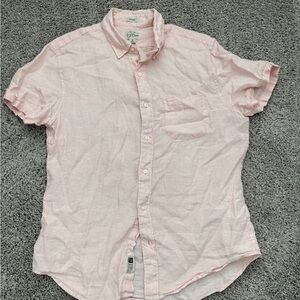 J. Crew Light Pink Casual Linen Button-Down Shirt, Medium